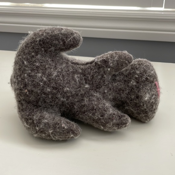 Hand knit and felted bunny with button eyes. - Picture 3 of 4